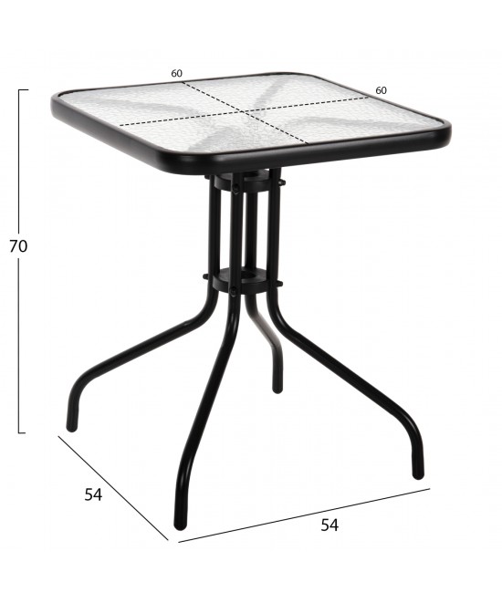 ΣΕΤ ΤΡΑΠΕΖΑΡΙΑΣ 3ΤΜΧ FIGO HM10730.03-- 2 ΚΑΡΕΚΛΕΣ & ΤΕΤΡΑΓΩΝΟ ΤΡΑΠΕΖΙ 60x60εκ ΜΑΥΡΟ