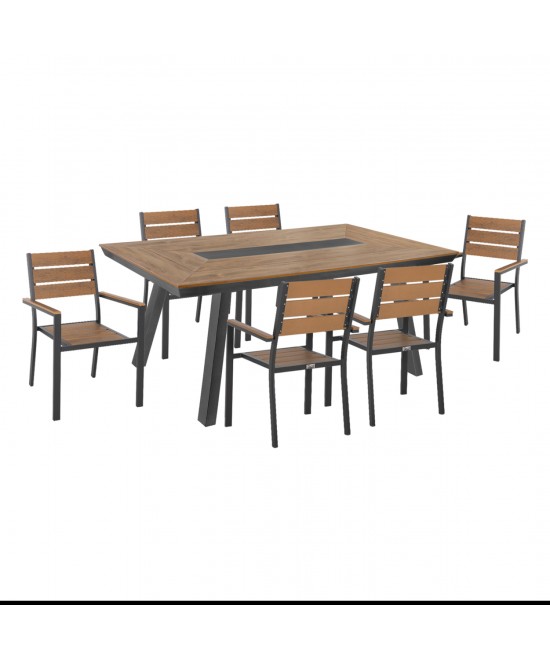 ΣΕΤ ΤΡΑΠΕΖΑΡΙΑΣ 7ΤΜΧ SAGA HM10814 ΑΛΟΥΜΙΝΙΟ ΣΕ ΓΚΡΙ--POLYWOOD