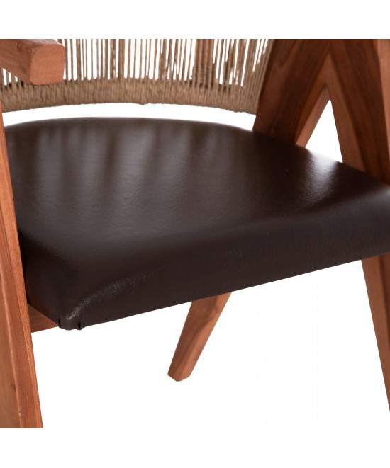 ΠΟΛΥΘΡΟΝΑ ΤΡΑΠΕΖΑΡΙΑΣ BRANN HM18238.11 ΞΥΛΟ ΤΕΑΚ-ΚΑΦΕ PU-ΣΧΟΙΝΙ 60x67x76Υεκ.