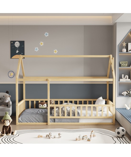 ΚΡΕΒΑΤΙ ΠΑΙΔΙΚΟ ΜΕ ΚΑΓΚΕΛΟ HOUSER HM706.01 τ.MONTESSORI ΞΥΛΟ ΠΕΥΚΟ ΦΥΣΙΚΟ-190x90εκ