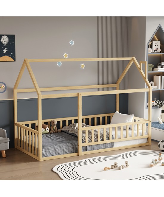 ΚΡΕΒΑΤΙ ΠΑΙΔΙΚΟ ΜΕ ΚΑΓΚΕΛΟ HOUSER HM706.01 τ.MONTESSORI ΞΥΛΟ ΠΕΥΚΟ ΦΥΣΙΚΟ-190x90εκ