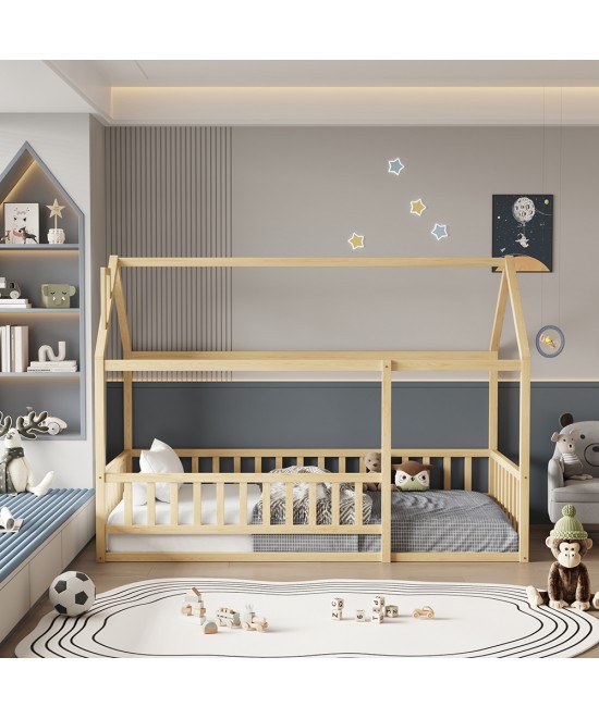ΚΡΕΒΑΤΙ ΠΑΙΔΙΚΟ ΜΕ ΚΑΓΚΕΛΟ HOUSER HM706.01 τ.MONTESSORI ΞΥΛΟ ΠΕΥΚΟ ΦΥΣΙΚΟ-190x90εκ