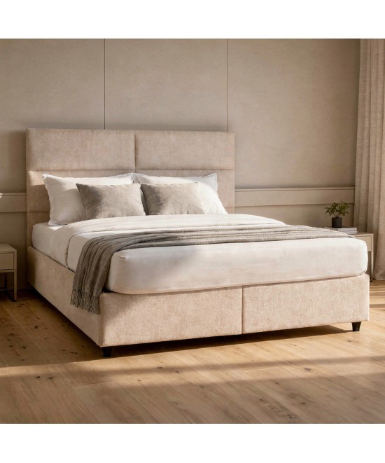 ΚΡΕΒΑΤΙ MILO ΔΙΠΛΟ ΜΕ ΑΠΟΘΗΚΕΥΤΙΚΟ ΧΩΡΟ HM622.32 ΜΠΕΖ ΥΦΑΣΜΑ-- ΓΙΑ ΣΤΡΩΜΑ 160x200εκ