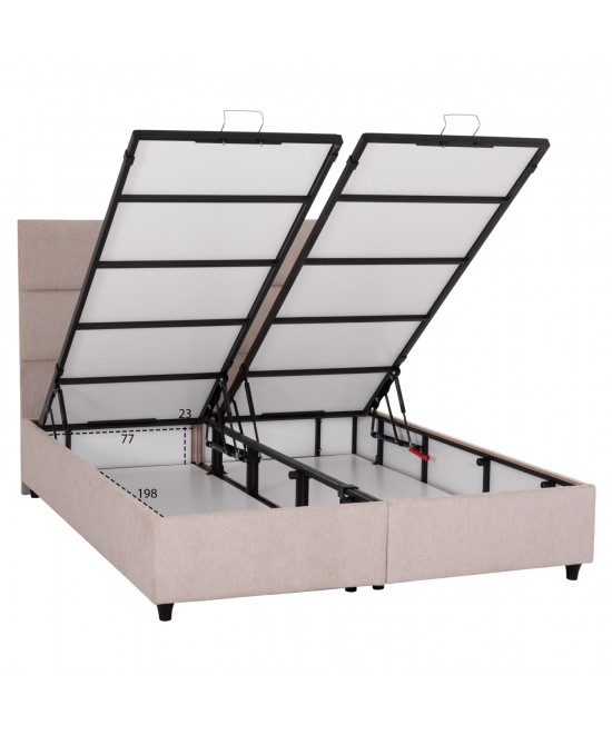 ΚΡΕΒΑΤΙ MILO ΔΙΠΛΟ ΜΕ ΑΠΟΘΗΚΕΥΤΙΚΟ ΧΩΡΟ HM622.32 ΜΠΕΖ ΥΦΑΣΜΑ-- ΓΙΑ ΣΤΡΩΜΑ 160x200εκ