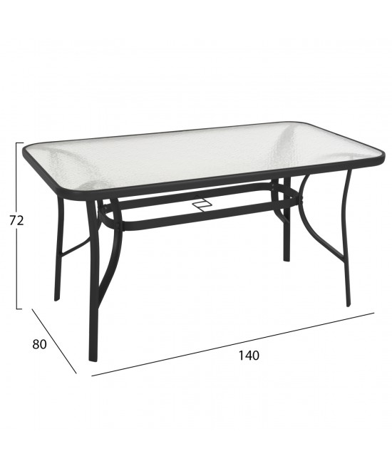 ΤΡΑΠΕΖΙ BRUNO HM5106.03 ΜΑΥΡΟ ΜΕΤΑΛΛΙΚΟ ΜΕ ΓΥΑΛΙΝΗ ΕΠΙΦΑΝΕΙΑ 140Χ80Χ72Υεκ