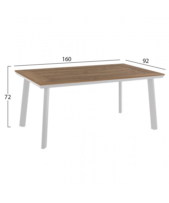 ΣΕΤ ΤΡΑΠΕΖΑΡΙΑΣ TABER HM10737.01 ΤΡΑΠΕΖΙ & 6 ΠΟΛΥΘΡΟΝΕΣ-ΑΛΟΥΜΙΝΙΟ & POLYWOOD-ΛΕΥΚΟ