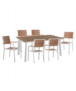 ΣΕΤ ΤΡΑΠΕΖΑΡΙΑΣ TABER HM10737.01 ΤΡΑΠΕΖΙ & 6 ΠΟΛΥΘΡΟΝΕΣ-ΑΛΟΥΜΙΝΙΟ & POLYWOOD-ΛΕΥΚΟ