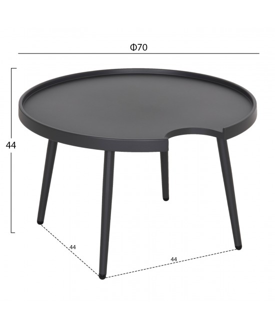 ΤΡΑΠΕΖΙ ΜΕΣΗΣ ΣΤΡΟΓΓΥΛΟ ΕΞ.ΧΩΡΟΥ TEROC HM6434.01 ΑΛΟΥΜΙΝΙΟ ΓΚΡΙ Φ70x44Υεκ