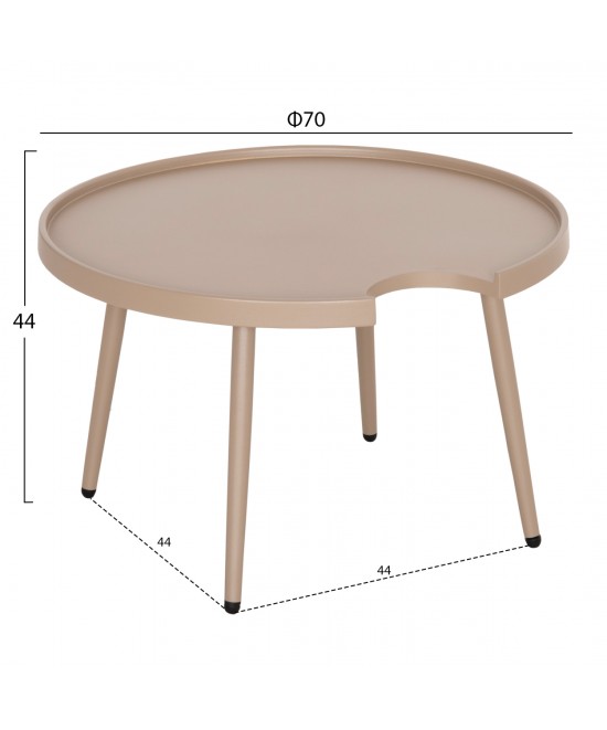 ΤΡΑΠΕΖΙ ΜΕΣΗΣ ΣΤΡΟΓΓΥΛΟ ΕΞ.ΧΩΡΟΥ TEROC HM6434.03 ΑΛΟΥΜΙΝΙΟ ΚΑΠΟΥΤΣΙΝΟ Φ70x44Υεκ