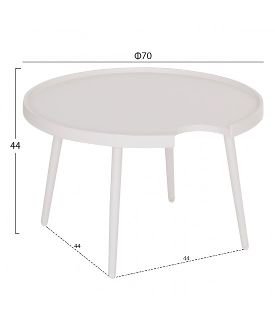 ΤΡΑΠΕΖΙ ΜΕΣΗΣ ΣΤΡΟΓΓΥΛΟ ΕΞ.ΧΩΡΟΥ TEROC HM6434.02 ΑΛΟΥΜΙΝΙΟ ΛΕΥΚΟ Φ70x44Υεκ