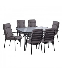 ΣΕΤ ΤΡΑΠΕΖΑΡΙΑΣ 7TMX ΤΡΑΠΕΖΙ 150Χ90Χ72Υεκ.ΚΑΙ 6 ΠΟΛΥΘΡΟΝΕΣ ΓΚΡΙ ΜΕΤΑΛΛΟ HM10561.01