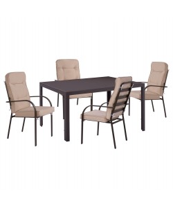 ΣΕΤ ΤΡΑΠΕΖΑΡΙΑΣ 5ΤΜΧ ENDIKA HM21011 ΚΑΡΕΚΛΕΣ ΜΕ ΜΑΞΙΛΑΡΙ & ΤΡΑΠΕΖΙ 150x90εκ ΚΑΦΕ