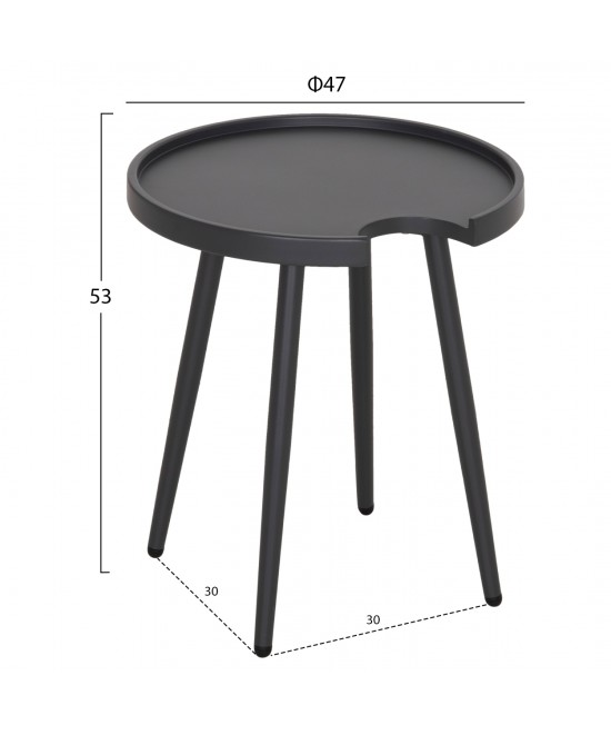 ΤΡΑΠΕΖΙ ΒΟΗΘΗΤΙΚΟ ΣΤΡΟΓΓΥΛΟ ΕΞ.ΧΩΡΟΥ TEROC HM6433.01 ΑΛΟΥΜΙΝΙΟ ΓΚΡΙ Φ47x53Υεκ