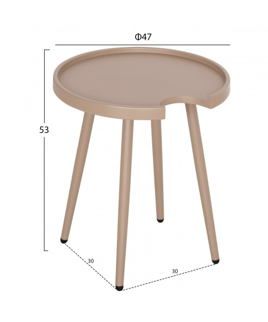 ΤΡΑΠΕΖΙ ΒΟΗΘΗΤΙΚΟ ΣΤΡΟΓΓΥΛΟ ΕΞ.ΧΩΡΟΥ TEROC HM6433.03 ΑΛΟΥΜΙΝΙΟ ΚΑΠΟΥΤΣΙΝΟ Φ47x53Υεκ
