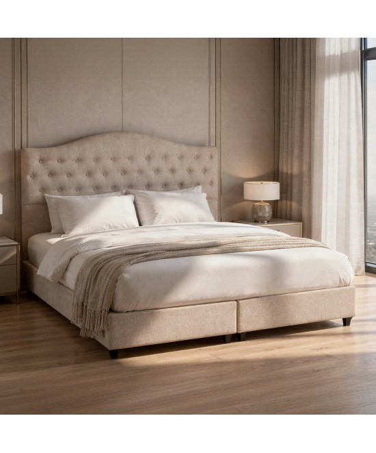 ΚΡΕΒΑΤΙ ΔΙΠΛΟ MALENA HM638.32 ΜΠΕΖ ΥΦΑΣΜΑ- ΓΙΑ ΣΤΡΩΜΑ 150x200εκ.