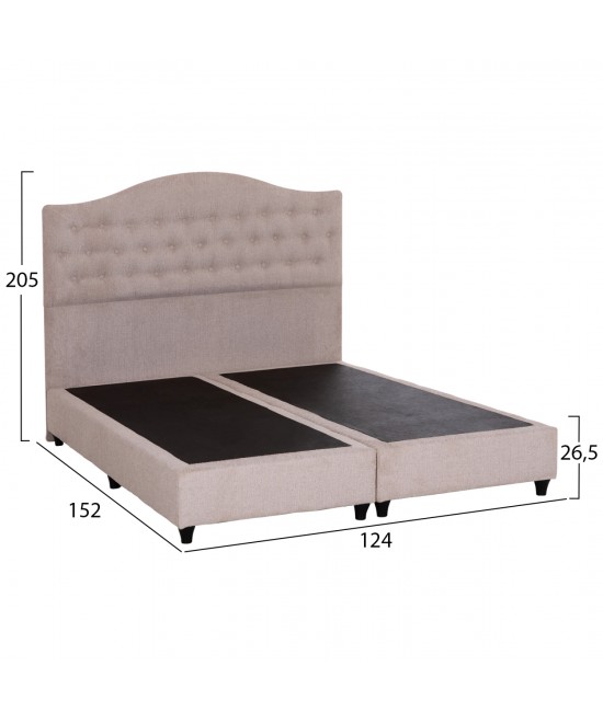 ΚΡΕΒΑΤΙ ΔΙΠΛΟ MALENA HM638.32 ΜΠΕΖ ΥΦΑΣΜΑ- ΓΙΑ ΣΤΡΩΜΑ 150x200εκ.