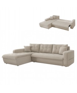 ΚΑΝΑΠΕΣ ΚΡΕΒΑΤΙ ΑΡΙΣΤΕΡΗ ΓΩΝΙΑ KANSO HM3338.03L ΜΠΕΖ ΥΦΑΣΜΑ 244x188x80Υεκ