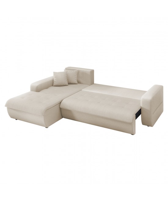 ΚΑΝΑΠΕΣ ΚΡΕΒΑΤΙ ΑΡΙΣΤΕΡΗ ΓΩΝΙΑ KANSO HM3338.03L ΜΠΕΖ ΥΦΑΣΜΑ 244x188x80Υεκ