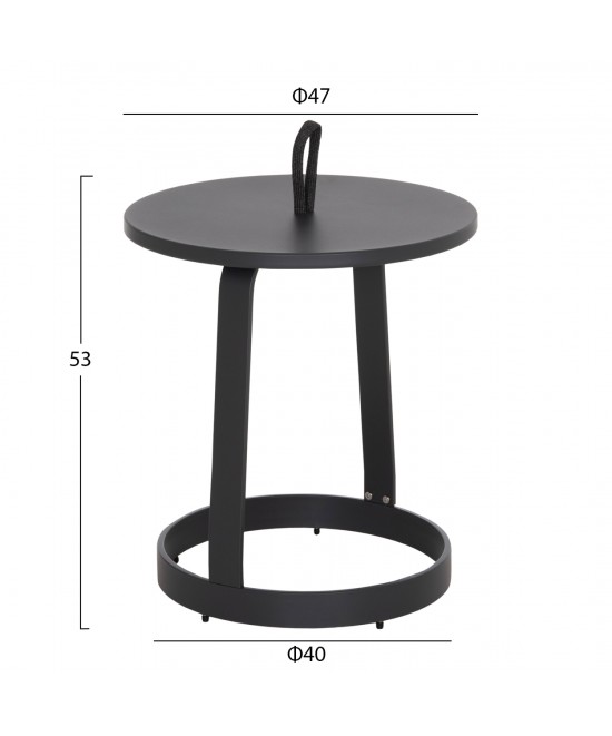 ΤΡΑΠΕΖΙ ΒΟΗΘΗΤΙΚΟ ΕΞ.ΧΩΡΟΥ MINO HM6432.01 ΑΛΟΥΜΙΝΙΟ & ΣΧΟΙΝΙ ΓΚΡΙ Φ47x53Υεκ