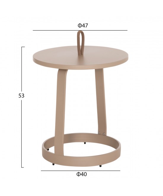 ΤΡΑΠΕΖΙ ΒΟΗΘΗΤΙΚΟ ΕΞ.ΧΩΡΟΥ MINO HM6432.03 ΑΛΟΥΜΙΝΙΟ & ΣΧΟΙΝΙ ΚΑΠΟΥΤΣΙΝΟ Φ47x53Υεκ