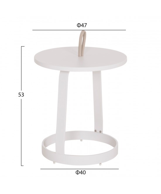 ΤΡΑΠΕΖΙ ΒΟΗΘΗΤΙΚΟ ΕΞ.ΧΩΡΟΥ MINO HM6432.02 ΑΛΟΥΜΙΝΙΟ ΛΕΥΚΟ & ΣΧΟΙΝΙ ΜΠΕΖ Φ47x53Υεκ