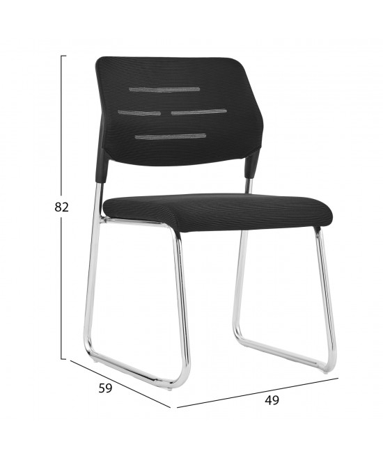 ΚΑΡΕΚΛΑ ΕΠΙΣΚΕΠΤΗ TRABBEL HM1211.01 MESH ΥΦΑΣΜΑ ΜΑΥΡΟ-ΜΕΤΑΛΛΙΚΑ ΠΟΔΙΑ 48x50x82Υεκ