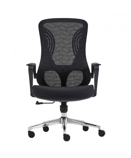 ΚΑΡΕΚΛΑ ΓΡΑΦΕΙΟΥ DECIFER HM1212.01 ΜΑΥΡO MESH-ΒΑΣΗ ΧΡΩΜΙΟΥ 61x60x110Υεκ.