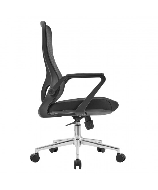 ΚΑΡΕΚΛΑ ΓΡΑΦΕΙΟΥ DECIFER HM1212.01 ΜΑΥΡO MESH-ΒΑΣΗ ΧΡΩΜΙΟΥ 61x60x110Υεκ.