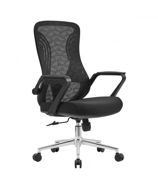 ΚΑΡΕΚΛΑ ΓΡΑΦΕΙΟΥ DECIFER HM1212.01 ΜΑΥΡO MESH-ΒΑΣΗ ΧΡΩΜΙΟΥ 61x60x110Υεκ.