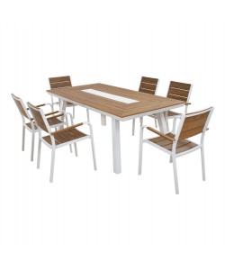ΣΕΤ ΤΡΑΠΕΖΑΡΙΑΣ TABER HM10738.01 ΤΡΑΠΕΖΙ & 6 ΠΟΛΥΘΡΟΝΕΣ-ΑΛΟΥΜΙΝΙΟ & POLYWOOD-ΛΕΥΚΟ