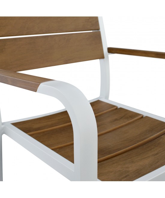 ΣΕΤ ΤΡΑΠΕΖΑΡΙΑΣ TABER HM10738.01 ΤΡΑΠΕΖΙ & 6 ΠΟΛΥΘΡΟΝΕΣ-ΑΛΟΥΜΙΝΙΟ & POLYWOOD-ΛΕΥΚΟ