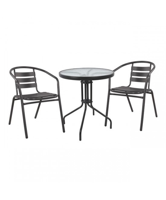 ΣΕΤ 3ΤΜΧ ΜΕ ΤΡΑΠΕΖΙ LIMA Φ60Χ70Υ & ΠΟΛΥΘΡΟΝΕΣ LAURA ΓΚΡΙ ΧΡΩΜΑ HM10467.01