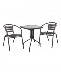 ΣΕΤ 3ΤΜΧ ΜΕ ΤΡΑΠΕΖΙ FIGO 60Χ60Χ72Υ & ΠΟΛΥΘΡΟΝΕΣ LAURA ΓΚΡΙ ΧΡΩΜΑ HM10468.01