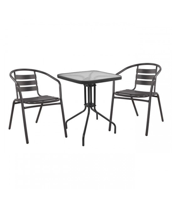 ΣΕΤ 3ΤΜΧ ΜΕ ΤΡΑΠΕΖΙ FIGO 60Χ60Χ72Υ & ΠΟΛΥΘΡΟΝΕΣ LAURA ΓΚΡΙ ΧΡΩΜΑ HM10468.01