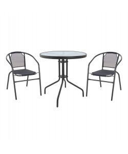 ΣΕΤ ΕΞΩΤ. ΧΩΡΟΥ 3ΤΜΧ HM10711.01 ΓΚΡΙ ΜΕΤΑΛΛΟ-ΓΥΑΛΙ ΑΣΦΑΛΕΙΑΣ-ΓΚΡΙ TEXTILENE