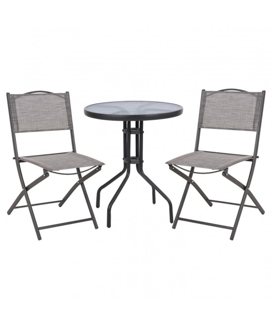 ΣΕΤ ΕΞ.ΧΩΡΟΥ 3ΤΜΧ LIMA HM21038.01 ΤΡΑΠΕΖΙ LIMA & 2 ΠΤΥΣΣΟΜΕΝΕΣ ΚΑΡΕΚΛΕΣ ΓΚΡΙ