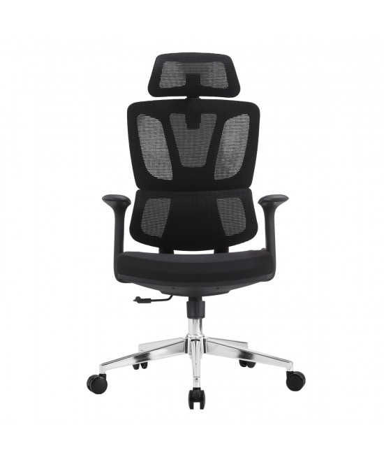 ΚΑΡΕΚΛΑ ΓΡΑΦΕΙΟΥ TASKMASTER HM1216.01 ΜΑΥΡO MESH-ΒΑΣΗ ΧΡΩΜΙΟΥ 69x65x125Υεκ