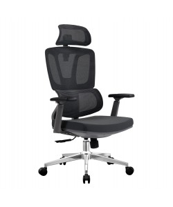 ΚΑΡΕΚΛΑ ΓΡΑΦΕΙΟΥ TASKMASTER HM1216.01 ΜΑΥΡO MESH-ΒΑΣΗ ΧΡΩΜΙΟΥ 69x65x125Υεκ