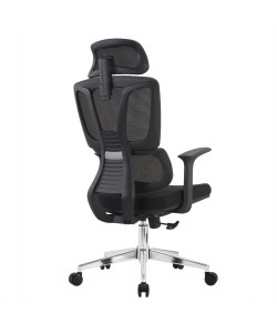 ΚΑΡΕΚΛΑ ΓΡΑΦΕΙΟΥ TASKMASTER HM1216.01 ΜΑΥΡO MESH-ΒΑΣΗ ΧΡΩΜΙΟΥ 69x65x125Υεκ