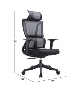 ΚΑΡΕΚΛΑ ΓΡΑΦΕΙΟΥ NOVUS HM1214.01 ΜΑΥΡO MESH--ΜΑΥΡΗ ΒΑΣΗ 72x67x125Υεκ