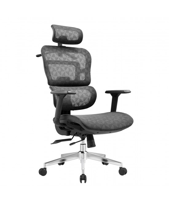 ΚΑΡΕΚΛΑ ΓΡΑΦΕΙΟΥ MODEN HM1215.01 ΜΑΥΡO MESH--ΒΑΣΗ ΧΡΩΜΙΟΥ 68x69x126Υεκ