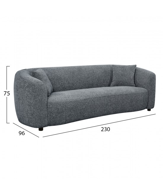 ΚΑΝΑΠΕΣ 3-ΘΕΣΙΟΣ NORD HM3321.01 ΓΚΡΙ ΥΦΑΣΜΑ 230x96x75Υεκ.