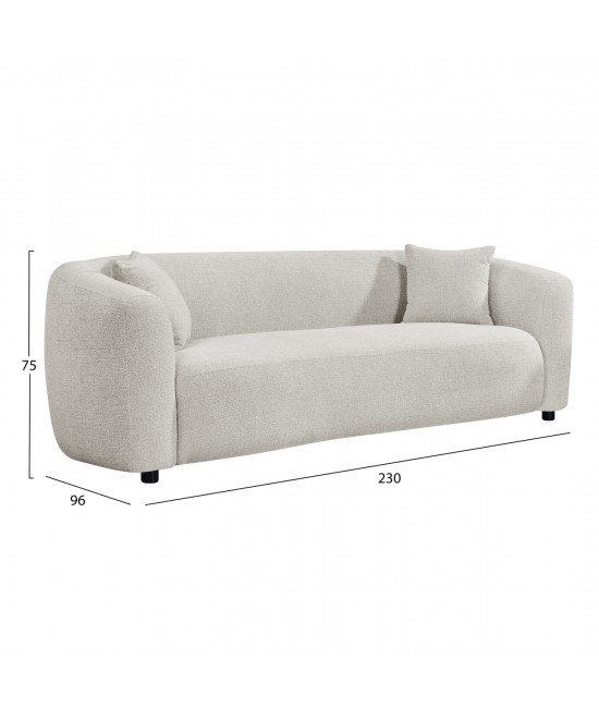 ΚΑΝΑΠΕΣ 3-ΘΕΣΙΟΣ NORD HM3321.02 ΑΝΟΙΧΤΟ ΜΠΕΖ ΥΦΑΣΜΑ 230x96x75Υεκ.