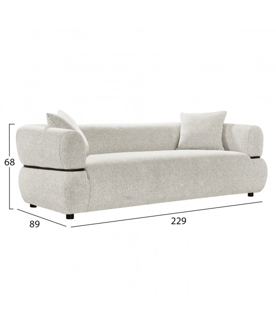 ΚΑΝΑΠΕΣ 3-ΘΕΣΙΟΣ ARCTIS HM3327.02 ΑΝΟΙΧΤΟ ΜΠΕΖ ΥΦΑΣΜΑ 229x88x88Υεκ.