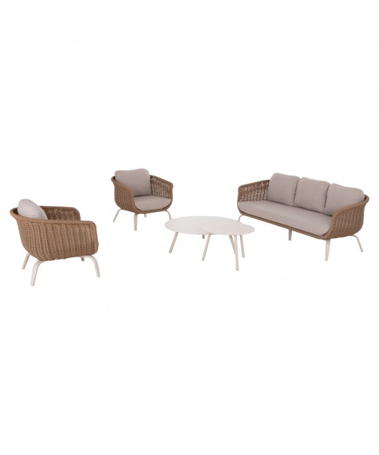 ΣΕΤ ΣΑΛΟΝΙ 5ΤΜΧ STERN HM6555.02 ΑΝΟΙΧΤΟ ΜΠΕΖ ΑΛΟΥΜΙΝΙΟ & OLEFIN--TWIST WICKER ΦΥΣΙΚΟ