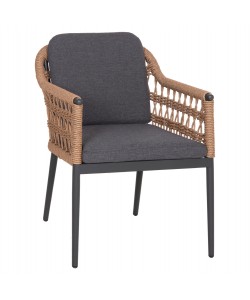 ΠΟΛΥΘΡΟΝΑ BOXER HM6556.01 ΑΛΟΥΜΙΝΙΟ & OLEFIN ΓΚΡΙ-TWIST WICKER 58x60x80Yεκ