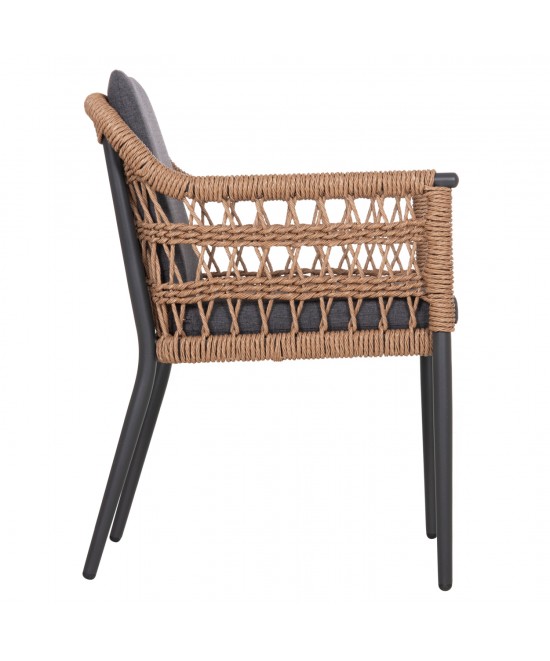 ΠΟΛΥΘΡΟΝΑ BOXER HM6556.01 ΑΛΟΥΜΙΝΙΟ & OLEFIN ΓΚΡΙ-TWIST WICKER 58x60x80Yεκ