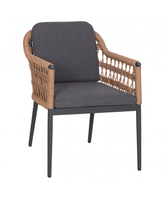 ΠΟΛΥΘΡΟΝΑ BOXER HM6556.01 ΑΛΟΥΜΙΝΙΟ & OLEFIN ΓΚΡΙ-TWIST WICKER 58x60x80Yεκ