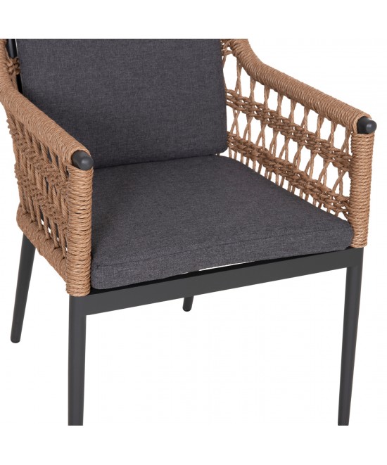 ΠΟΛΥΘΡΟΝΑ BOXER HM6556.01 ΑΛΟΥΜΙΝΙΟ & OLEFIN ΓΚΡΙ-TWIST WICKER 58x60x80Yεκ