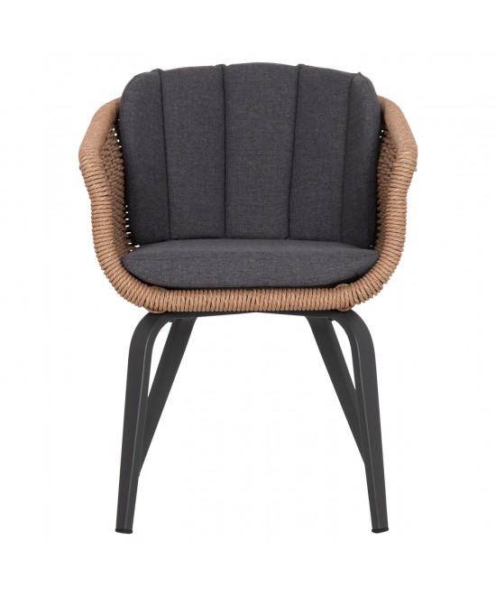 ΠΟΛΥΘΡΟΝΑ VICTUS HM6559.01 ΑΛΟΥΜΙΝΙΟ & OLEFIN ΓΚΡΙ-TWIST WICKER 60x62x76Yεκ